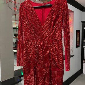 Gianni Bini Red Sequin Formal Cocktail Party Dress